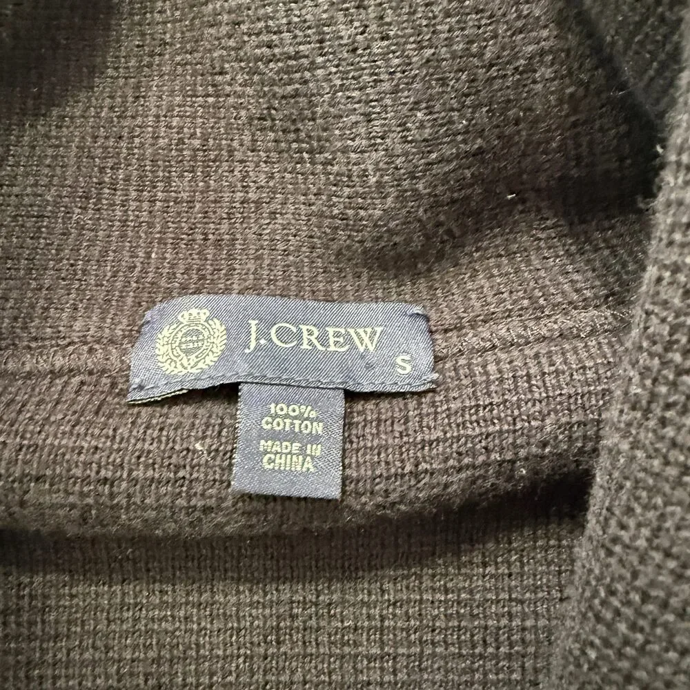 J. Crew Men's Black 100% Cotton Shawl Collar Cardigan Sweater Pockets Size S